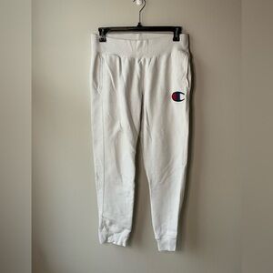 Champion Reverse Weave White Sweatpants Large